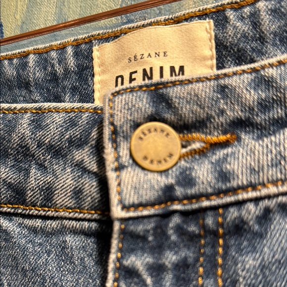 SEZANE L'ICONIQUE DROIT TROUSERS Blue Straight Leg Timeless Style 34” waistUS 12 - Picture 5 of 16